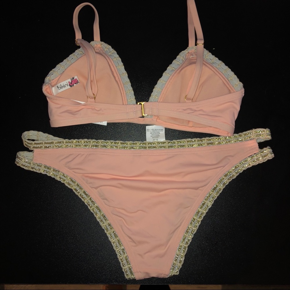 Bikini Lab Pink Gold Strappy Metallic Bikini - Picture 4 of 7